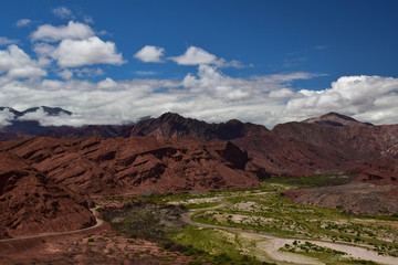 Beautiful view on the mountain range around Cafayate in the argentinien andes near salta