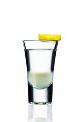 alcoholic cocktail in a glass on a white background