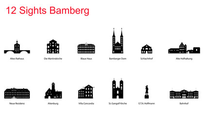 12 Sights of Bamberg - obrazy, fototapety, plakaty