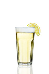 beer in a glass goblet on a white background