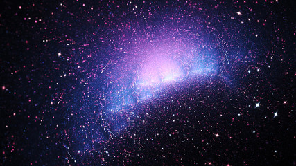 Fototapeta premium Shiny blue and violet particles. Abstract holiday background. Fantastic light effect. Digital fractal art. 3d rendering.