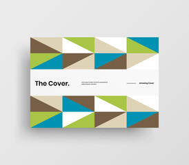 Creative business presentation vector A4 horizontal orientation front page mock up. Modern corporate report cover abstract geometric illustration design layout. Company identity brochure template.