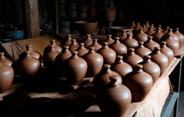 kitchen utensils made of clay