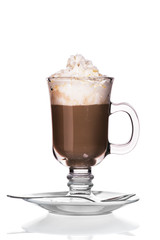 coffee-based drink with milk in a glass