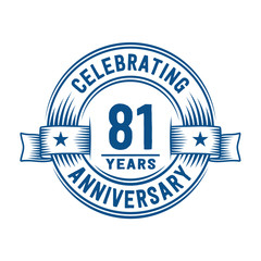 81 years logo design template. 81st anniversary vector and illustration.