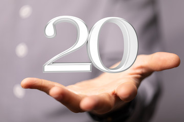 20 Digital number Years Anniversary 3d background.