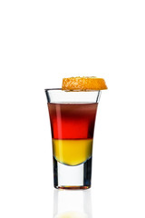 alcoholic cocktail in a glass on a white background