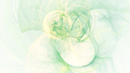 Abstract green and yellow glowing shapes. Fantasy light background. Digital fractal art. 3d rendering.