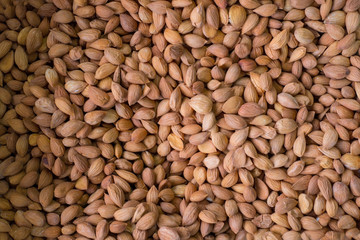 almond nuts top view. Apricot nuts High-calorie nutrition. Healthy food. Natural nutrition. Almond kernels