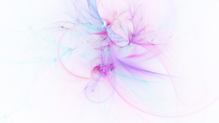 Abstract purple and blue glowing shapes. Fantasy light background. Digital fractal art. 3d rendering.