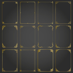 Naklejka premium Frames gold decorative rectangle and borders set