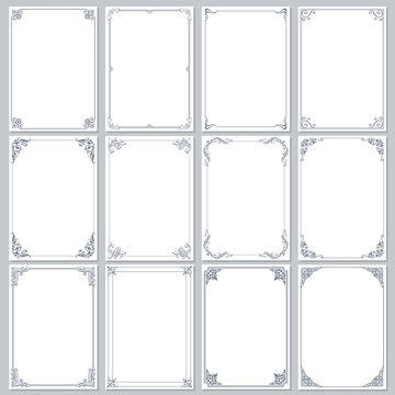 Frames decorative rectangle and borders set