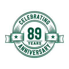 89 years logo design template. 89th anniversary vector and illustration.