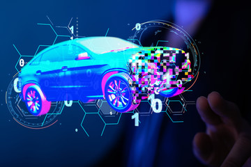 digital car technology smart in virtuel room