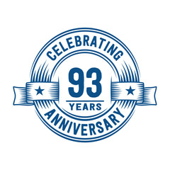 93 years logo design template. 93rd anniversary vector and illustration.