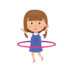 cute little girl playing hula hula isolated icon