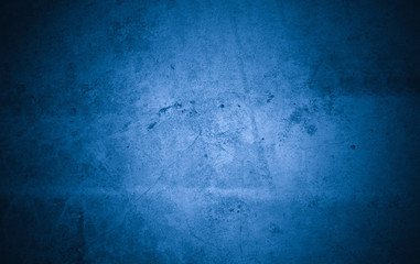 Old wall pattern texture cement blue dark abstract  blue color design are light with black gradient background.