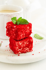 Home sweetness, sufa bird milk with crumb red velvet, mapshmellou.