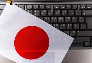  flag of Japan on computer, laptop keyboard