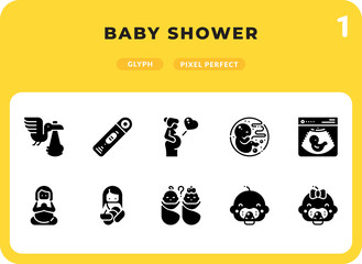 Baby Shower Flat  Icons Pack for UI. Pixel perfect thin line vector icon set for web design and website application.