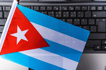  flag of Cuba on computer, laptop keyboard