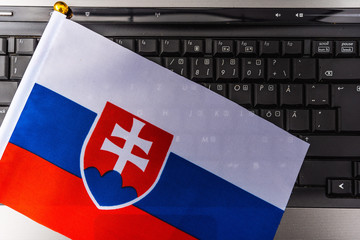  flag of Slovakia on computer, laptop keyboard