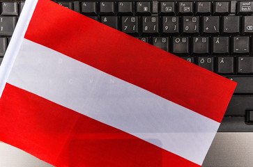  flag of Austria on computer, laptop keyboard