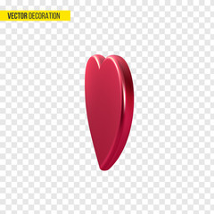 3d red metallic decorative heart.