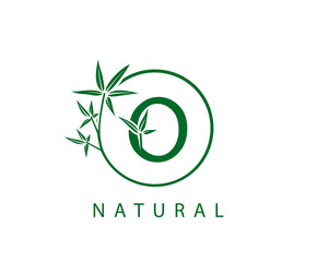 O Letter Green Bamboo Logo Design.