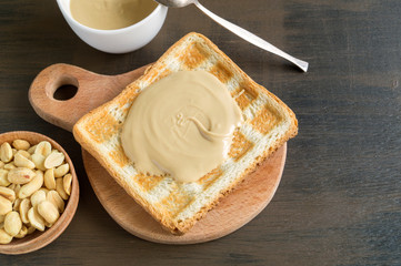 Fried toast with peanut butter
