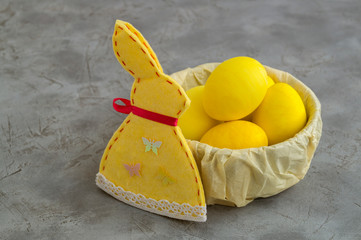 yellow painted Easter eggs