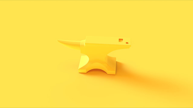 Yellow Traditional Anvil 3 Quarter Front View 3d illustration 3d render