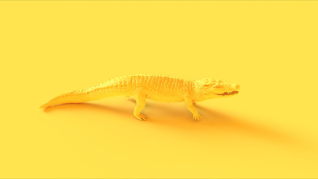 Yellow Walking Crocodile Right Side View