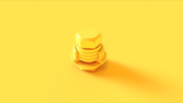 Yellow Bolt Nut Screw 3d illustration 3d render