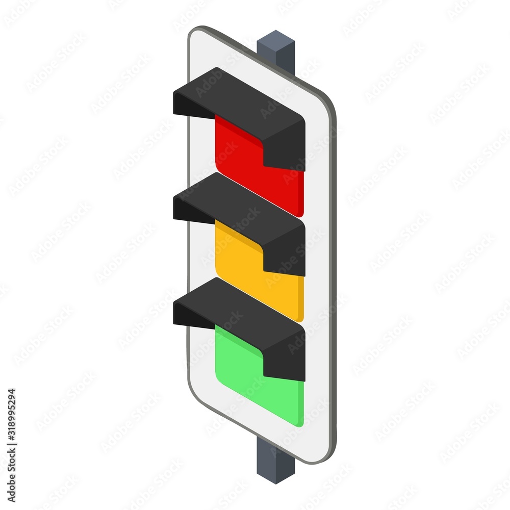 Poster led traffic lights icon. isometric of led traffic lights vector icon for web design isolated on whit