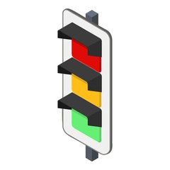 Led traffic lights icon. Isometric of led traffic lights vector icon for web design isolated on white background