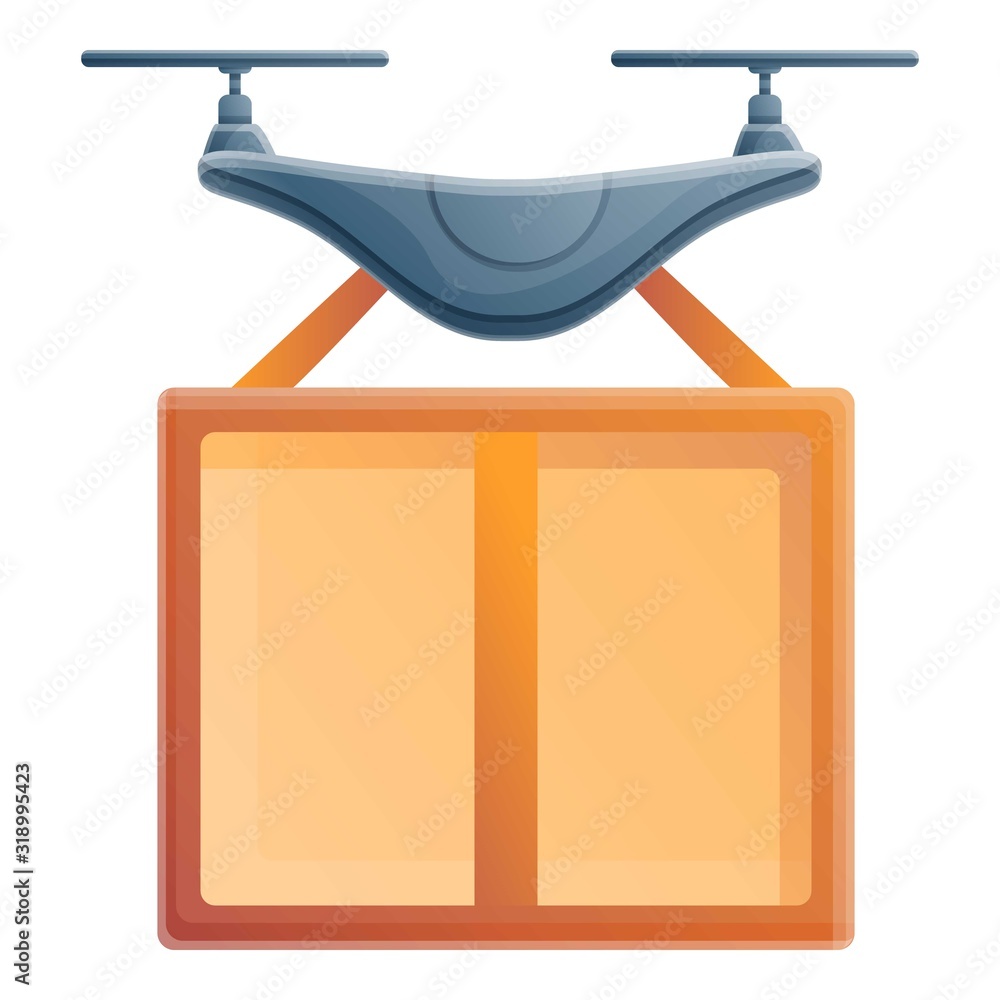 Poster drone delivery icon. cartoon of drone delivery vector icon for web design isolated on white backgrou