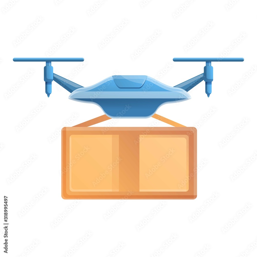 Poster security drone delivery icon. cartoon of security drone delivery vector icon for web design isolated