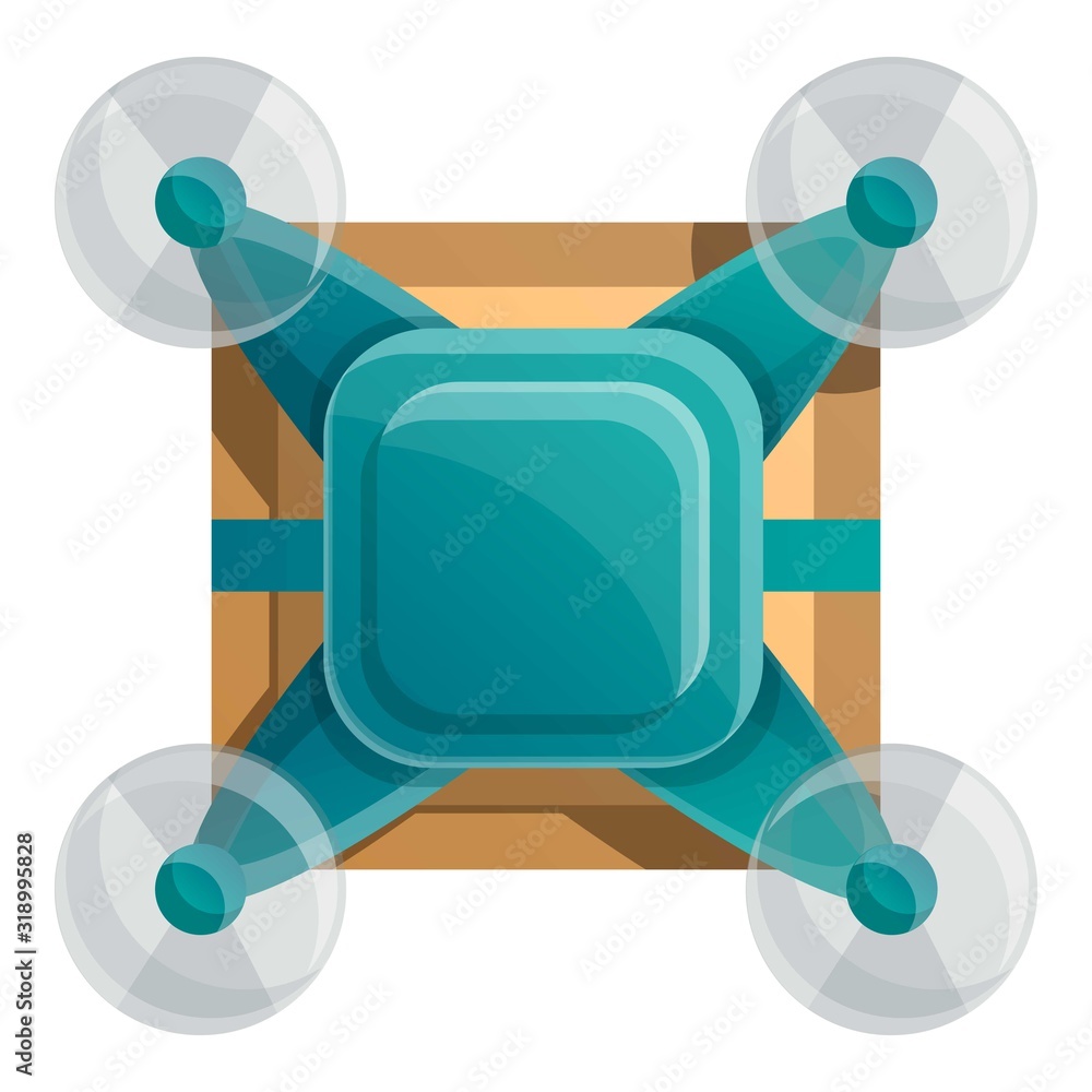 Poster robot drone delivery icon. cartoon of robot drone delivery vector icon for web design isolated on wh