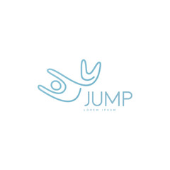Abstract rounded line swim jump person logo vector template