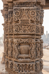 Decorated pillar from the ancient ruins of Qutb Complex