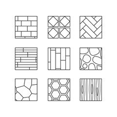 Flooring vector icons set. Editable Strokes.