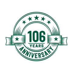 106 years logo design template. 106th anniversary vector and illustration.