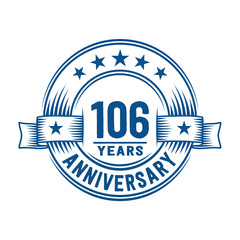 Fototapeta premium 106 years logo design template. 106th anniversary vector and illustration.