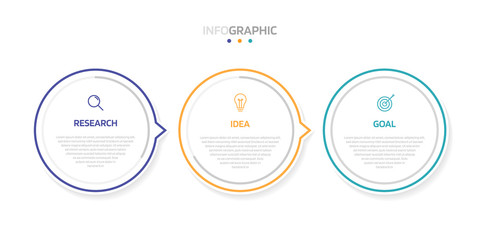 Business process infographic template with 3 options or steps. Modern paper layout design with thin line. Vector illustration graphic design