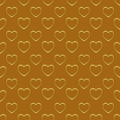 Abstract gold heart seamless pattern vector background. A hand drawn illustration with decorative gold colors. Printable eps 10 vector format for cool designs. 