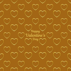 Happy Valentine's Day seamless pattern vector background. A conceptual design with decorative shiny golden hearts. Printable eps 10 vector format for cool designs, websites, backdrops, etc. 