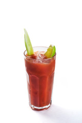 Tomato juice with celery in a glass