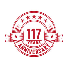 117 years logo design template. 117th anniversary vector and illustration.