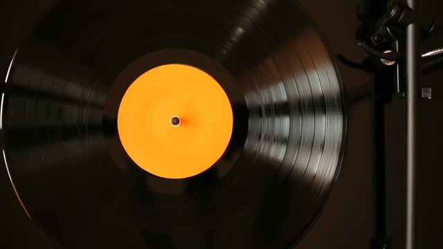Vinyl record playing, directly above